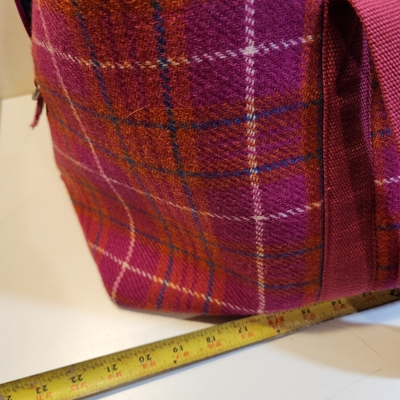 NESS Authentic Tweed Large Pink and Orange Travel Bag with Plaid Design - Picture 11 of 12